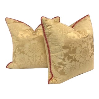 Pair of Pillows in Yellow Brunschwig & Fils Fabric For Sale