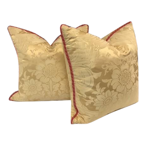 Pair of Pillows in Yellow Brunschwig & Fils Fabric