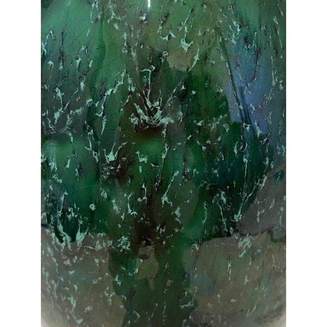 1980s Green Porcelain Egg Brass Stand For Sale - Image 5 of 13