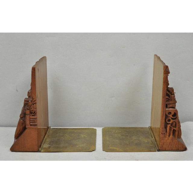 Vintage Chinese Hand Carved Hard Wood Scholar Bookends by George Zee - A Pair For Sale - Image 15 of 18