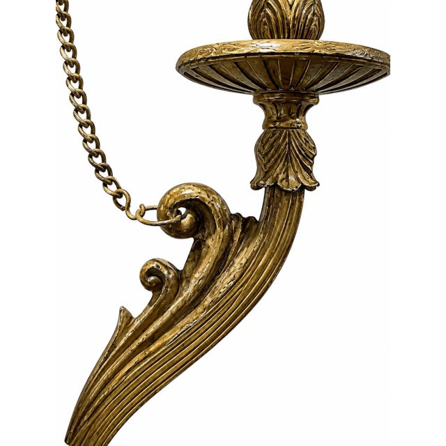 Arts & Crafts Vintage Quoizel Classic Style Ornate 3 Arm Chandelier With Shades For Sale - Image 3 of 6