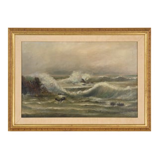 Early 20th Century Original Paining Stormy Seascape For Sale