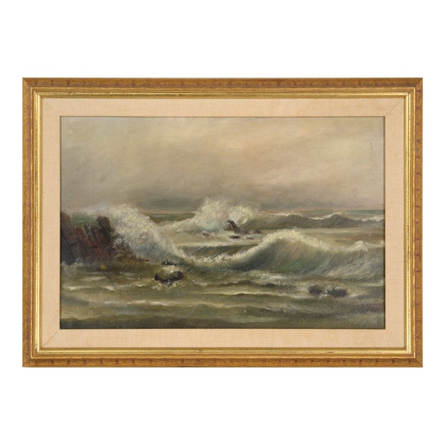 Early 20th Century Original Paining Stormy Seascape For Sale