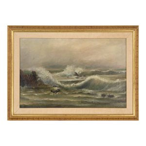 Early 20th Century Original Paining Stormy Seascape