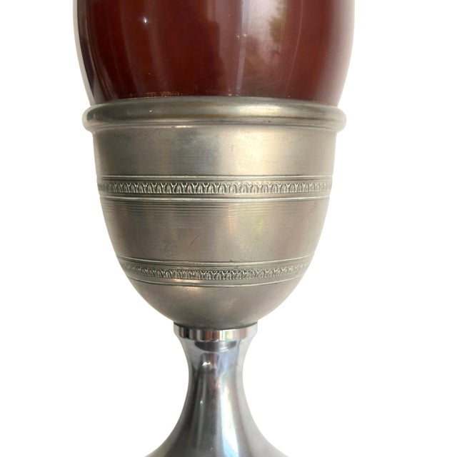 Vintage Pineapple Table Lamp in Chromed Brass and Amber Bakelite, 1970 For Sale - Image 6 of 11