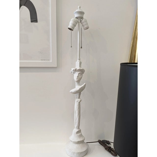 1930s Plaster Tete De Femme Table Lamp After Giacometti For Sale - Image 5 of 6