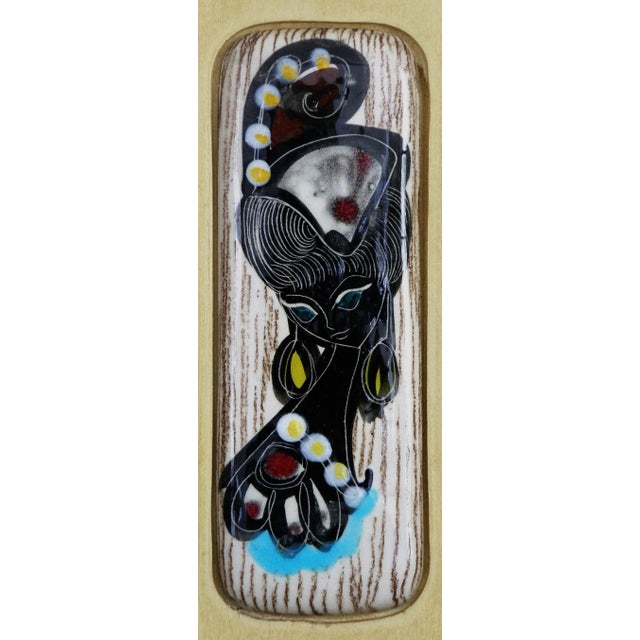 Contemporary Ceramic & Velvet Wall Plaque Fantoni-Style For Sale - Image 3 of 8