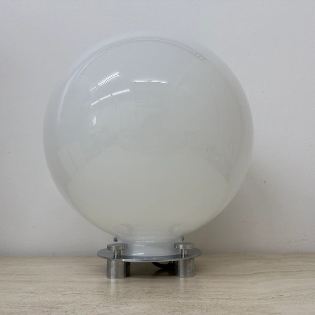 Glass and Chrome Model 752 Table Lamp attributed to Martinelli Luce, Italy, 1970s, in Good conditions. Designed 1970 to...