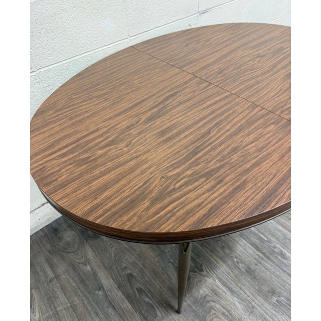 Mid-Century Modern Vintage Mid Century Modern Folding Laminate Top Oval Dining Table For Sale - Image 3 of 12