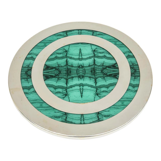 Vintage Malachite and Chrome Flat Tray Barware For Sale