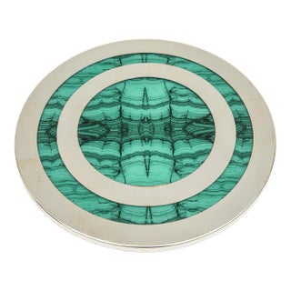 Vintage Malachite and Chrome Flat Tray, Barware, 1970's For Sale