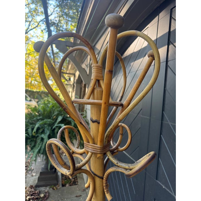 1970s Vintage Italian Bamboo Coat Rack/Clothes Tree For Sale - Image 5 of 11