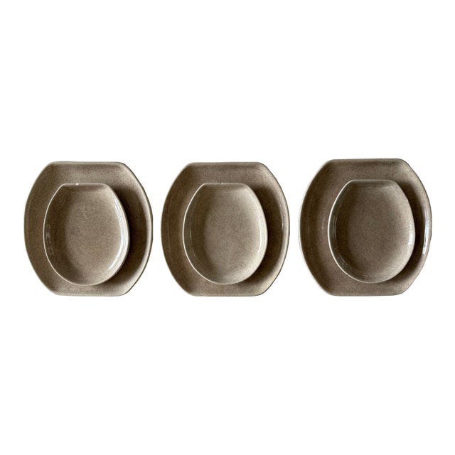 Set of 6 Mid Century Denwar Bantu California Pottery Plates For Sale