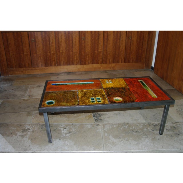 Coffee Table in Enameled Lava Stone attributed to the Cloutier Brothers, 1950 For Sale - Image 12 of 14