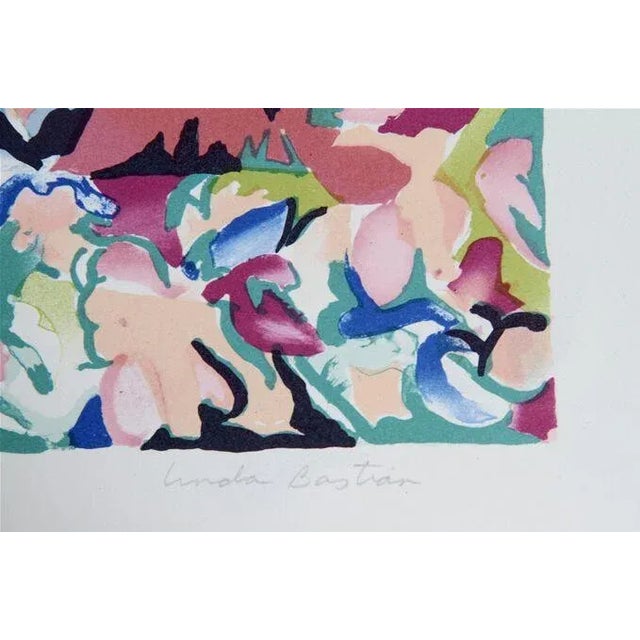 This lithograph, circa 1979, was created by American born artist, Linda Bastian. It is signed and number in pencil and is...