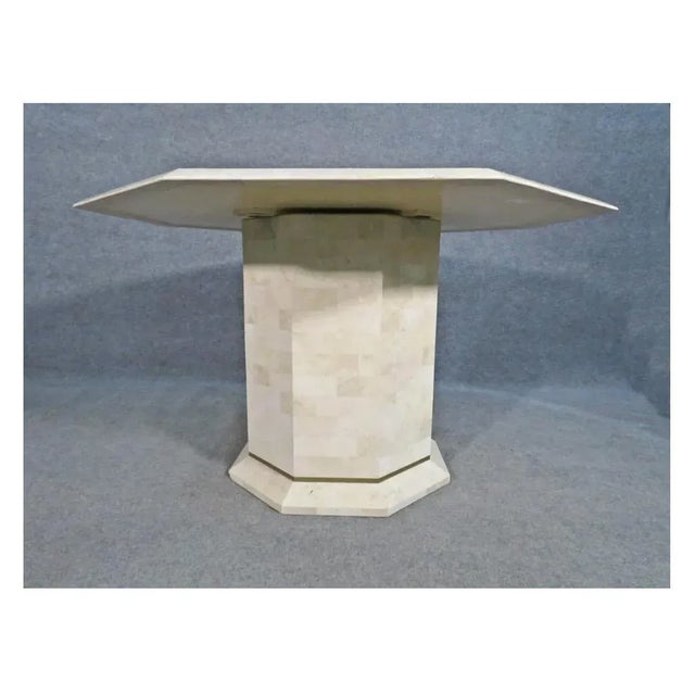 Beige Mid 20th Century Tessellated Stone and Brass Dining Table For Sale - Image 8 of 8
