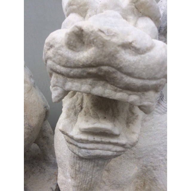 Hand Carved White Granite Foo Dogs A Pair Chairish