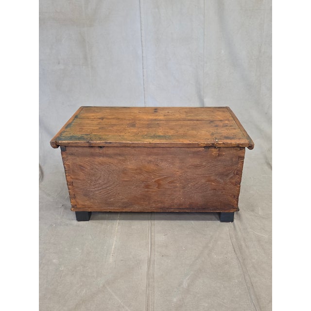 Antique 19th Century German or Austrian Original Blue Painted Pine Blanket Chest For Sale - Image 9 of 17