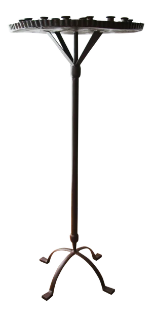 Antique Baroque Metal Floor Torchiere, 45 Inches Tall, From Portugal, Early 1900s