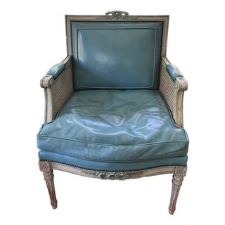 1960s Vintage French Provincial Cane Back Oversized Chair For Sale