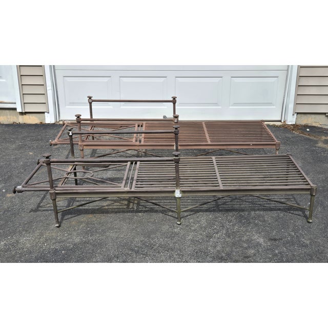 Mid-Century Modern Vintage Wrought Iron Outdoor Chaise Lounges - Set of 2 For Sale - Image 3 of 11