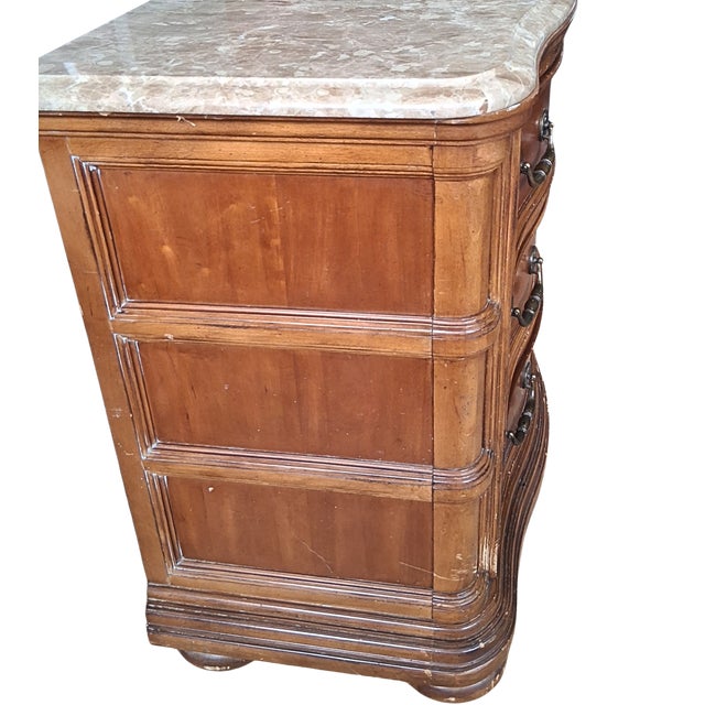 Brown 1990s Bernhardt Bach Traditional Serpentine Three-Drawer Bachelor’s Chest With Marble Top For Sale - Image 8 of 12
