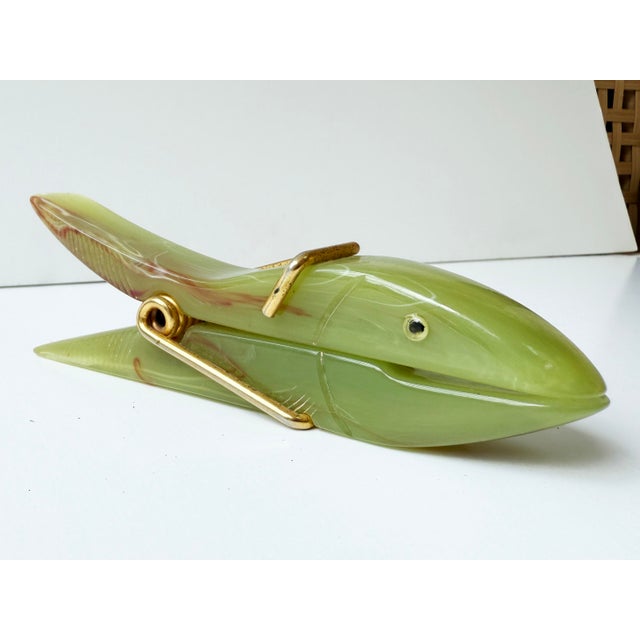 Unusual vintage paper holder in the form of a fish, likely Italian-made between 1928 and the early 1940s. The body is...