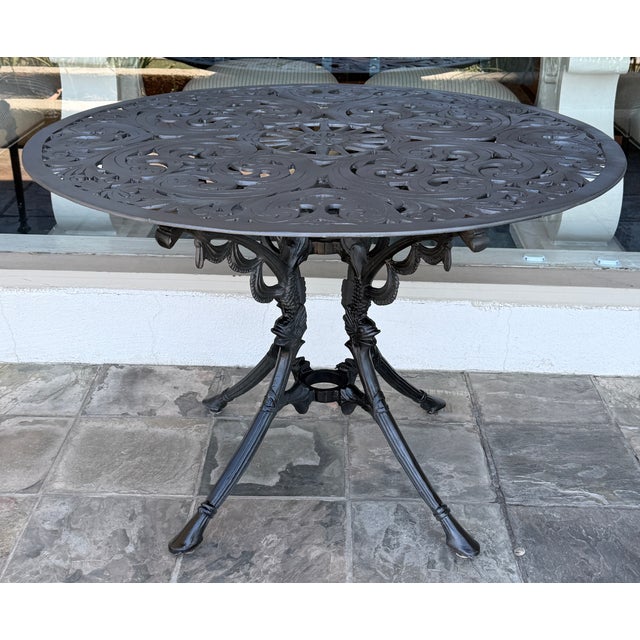 S. Lecon Circa 1990 Neoclassical Cast Metal Patio Dining Set, 42 Inches For Sale - Image 4 of 18