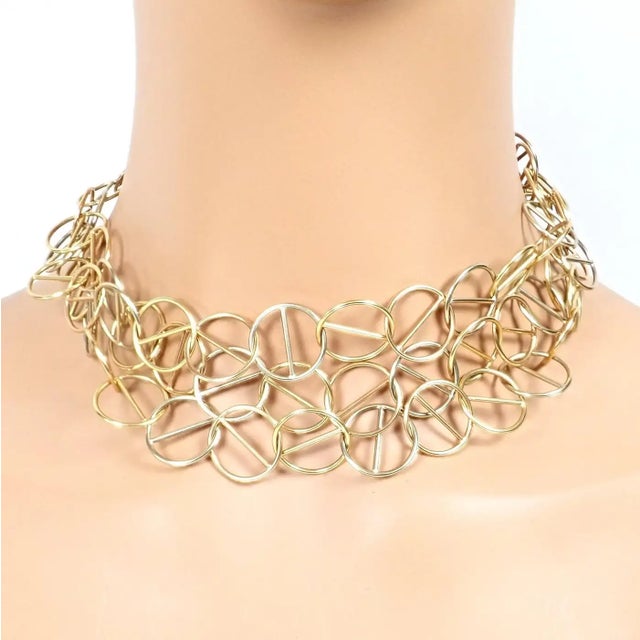 1990s Hermes Caleche Extra Long or Layered Circle Link Yellow Gold Chain Necklace For Sale - Image 11 of 11
