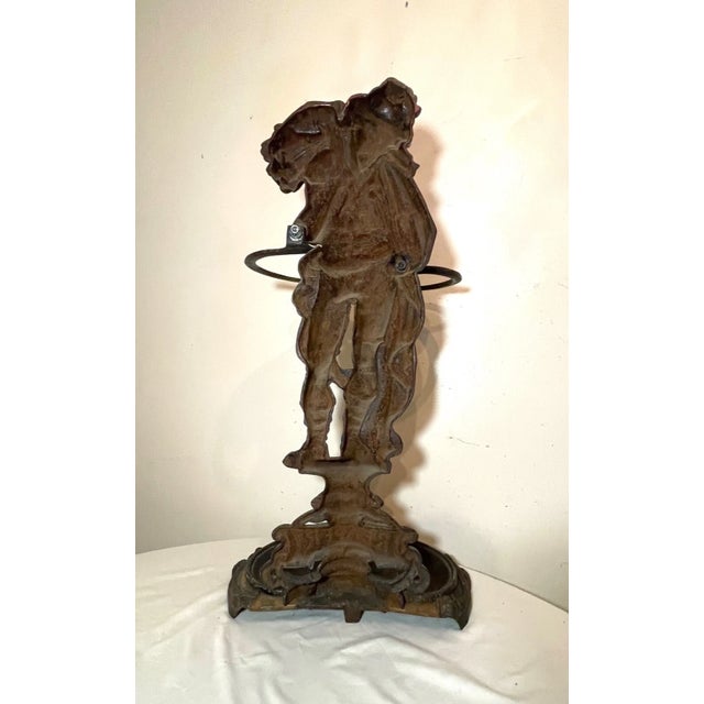 Bronze Large Antique Ornate Reaper Cast Iron Figural Umbrella Cane Floor Stand Holder For Sale - Image 8 of 12