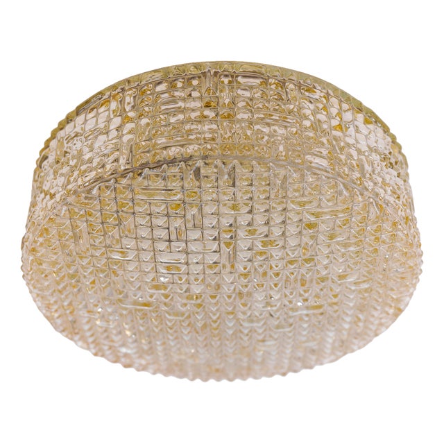 Vintage Amber Bubble Glass Flush Mount Lamp by Helena Tynell for Limburg Boom, 1960s For Sale