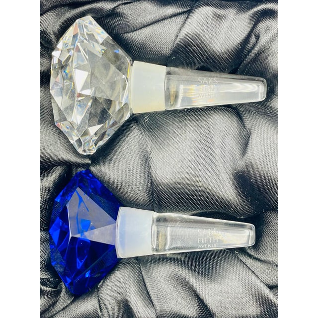 Late 20th Century Saks Fifth Avenue Crystal "Gem" Bottle Stoppers Original Gift Box- Set of 2 For Sale - Image 4 of 12