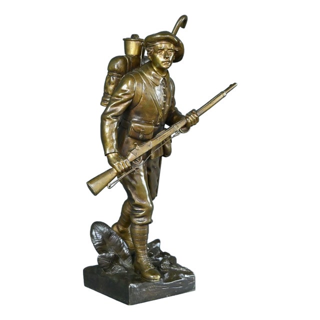 The Alpine Hunter in Bronze by E. Carlier, Late 19th Century For Sale