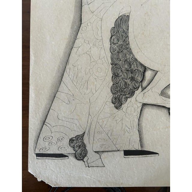 Unknown, Figures, 1900s, Ink Drawing on Paper, Framed For Sale - Image 12 of 18