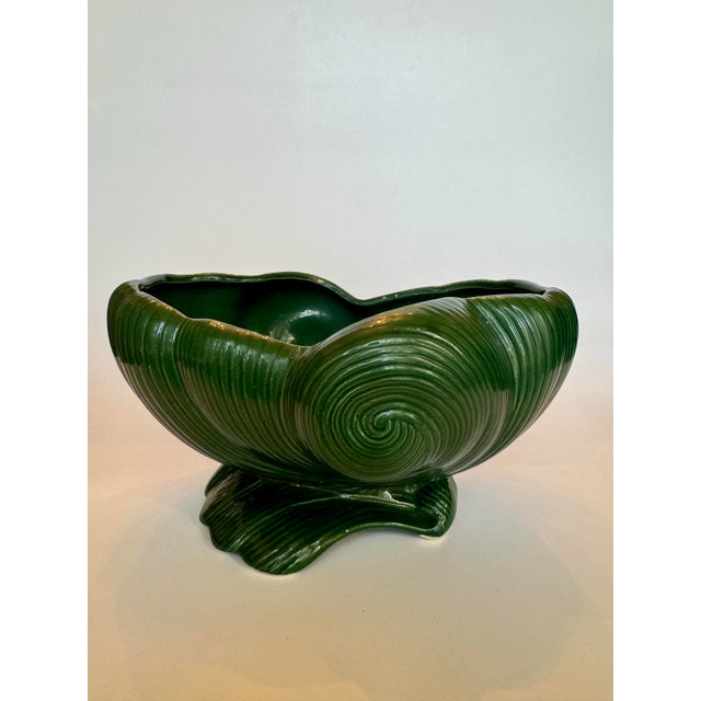 Art Deco Vintage Art Deco Style Wavy Decorative Ceramic Bowl, Forest Green For Sale - Image 3 of 8