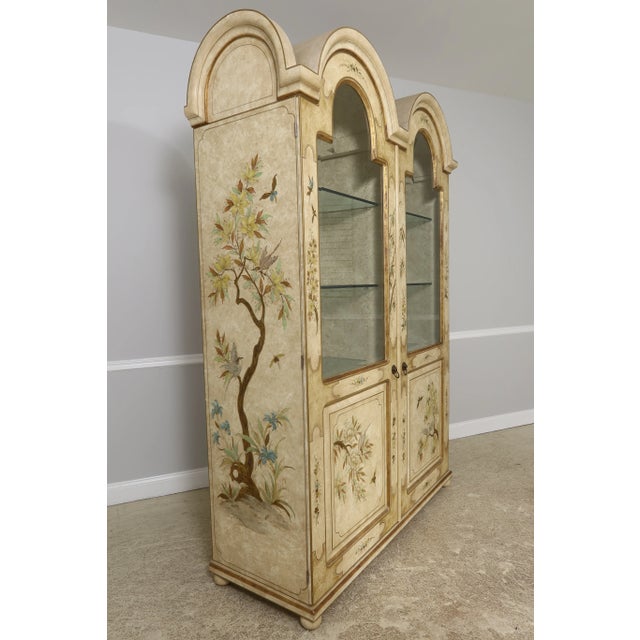 White Chinoiserie 2 Door Bonnet Top China Display Cabinet For Sale - Image 8 of 12
