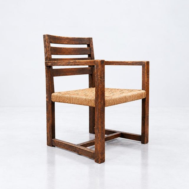 Vintage Modernist Armchair with Hand-Woven Seat For Sale - Image 5 of 9