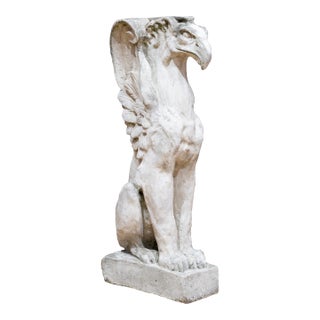 Late 19th C. Cast Stone Griffin Sculpture c.1899 For Sale