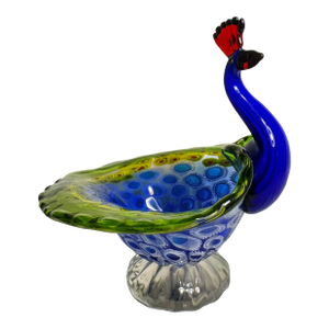 Murano Millefiori Vintage Hand Blown Glass Multi Colored Peacock