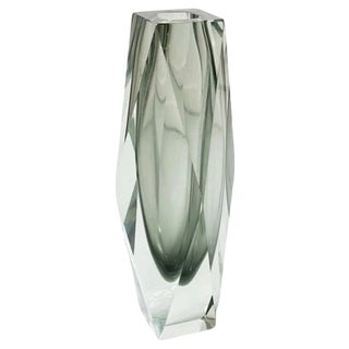 Modern Italian I Sommersi Series Vase in Grey Murano Glass, 1970s For Sale