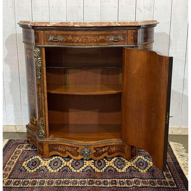 Marquetry Sideboard in Rosewood, Beech and Marble Top, 1970s For Sale - Image 13 of 16
