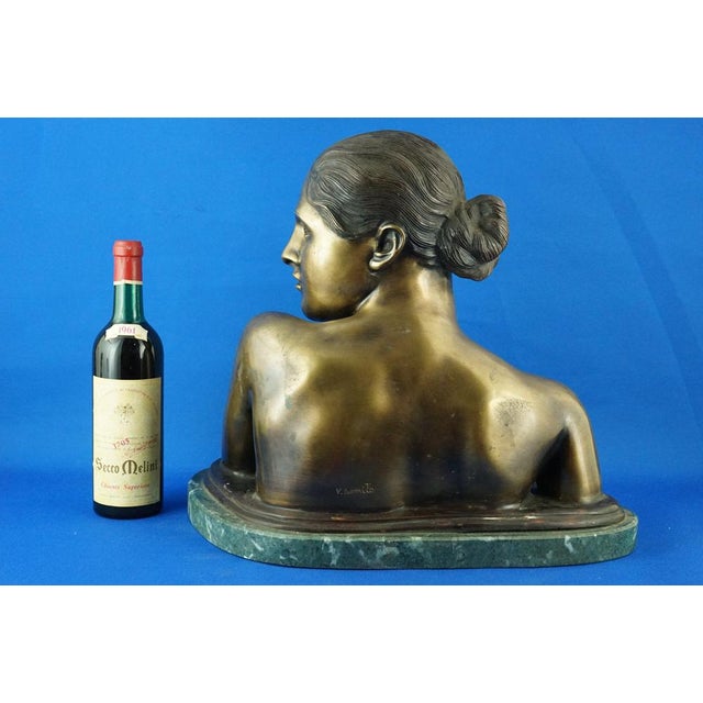 Vincenzo Gemito, Bust Sculpture of Nude Woman, 20th Century, Gilded Bronze For Sale - Image 6 of 18