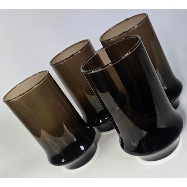 Mid-Century Modern Vintage Deepest Mocha Swerve Tumblers- Set of Four For Sale - Image 3 of 9