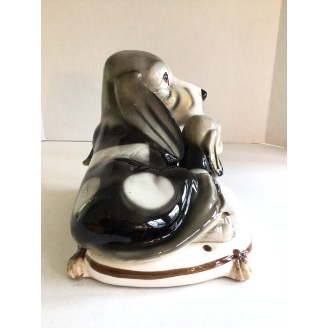 1950s 1950s Japanese Porcelain Hound Dog and Pup on Pillow For Sale - Image 5 of 9