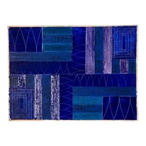 Joan Kahn Indigo Denim Blue Color Abstract Expressionist Modernist Oil Painting, c.1980's