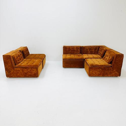 Mid-Century Italian Brown Modular Sofa, 1970s, Set of 5 For Sale - Image 3 of 11