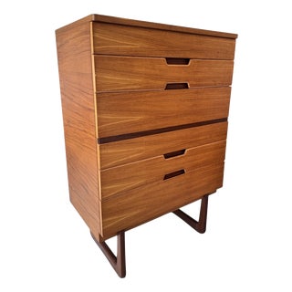 Walnut and Afromosia Tallboy Gunther Hoffstead for Uniflex, 1960 For Sale
