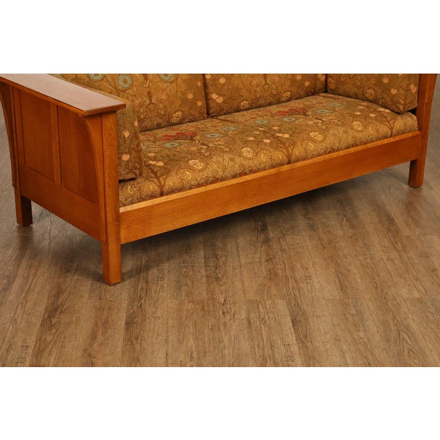 Wood Stickley Mission Collection Oak Prairie Settle For Sale - Image 7 of 18