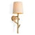 Pair of vintage brass wall lamp featuring a sculptural branching metal frame and a light linen-mix shade. The warm brass...