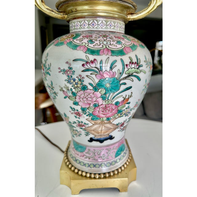 Single Late 19th Century Chinese Famille Rose Porcelain Vase Mounted Table For Sale - Image 15 of 18